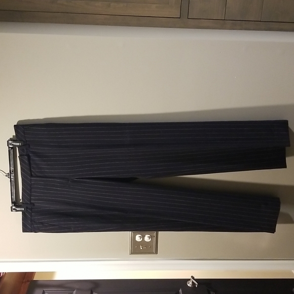 Navy blue with white pin stripe women's pants suit - Picture 4 of 4